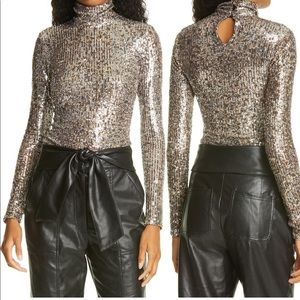 Jonathan Simkhai Speckle Cat Turtleneck Top in XS